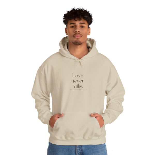 Love never fails. - 1 Corinthians 13:8 | Unisex Hooded Sweatshirt | Team Yeshua Apparel - Image 9