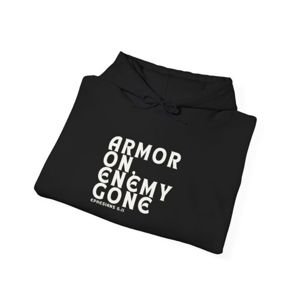 Armor On, Enemy Gone – Ephesians 6:11| Unisex Hooded Sweatshirt | Team Yeshua Apparel - Image 4