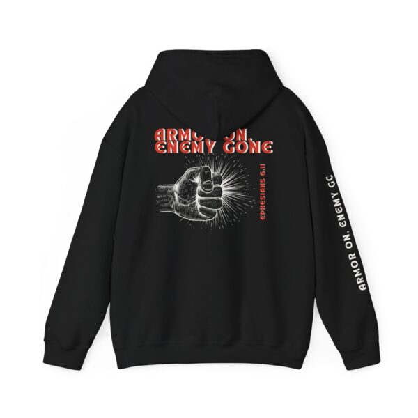 Armor On, Enemy Gone – Ephesians 6:11| Unisex Hooded Sweatshirt | Team Yeshua Apparel - Image 3