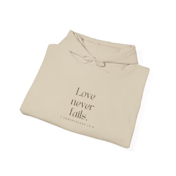 Love never fails. - 1 Corinthians 13:8 | Unisex Hooded Sweatshirt | Team Yeshua Apparel - Image 5