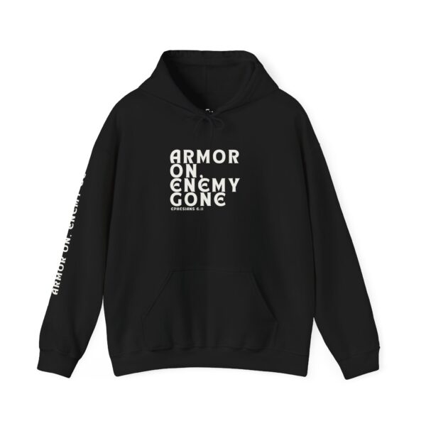 Armor On, Enemy Gone – Ephesians 6:11| Unisex Hooded Sweatshirt | Team Yeshua Apparel - Image 2